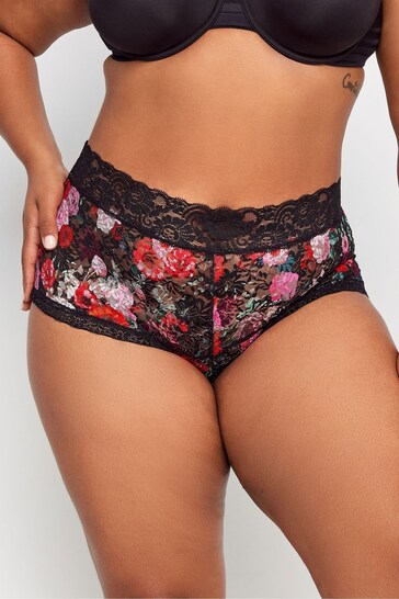 Yours Curve Red Printed Lace Shorts 3 Pack