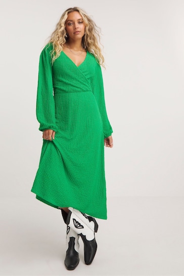Simply Be Green Popcorn Wrap Midi Dress