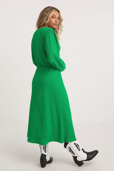 Simply Be Green Popcorn Wrap Midi Dress