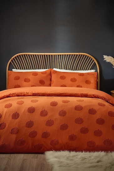 Furn Orange Pumpkin Cotton Tufted Duvet Cover Set