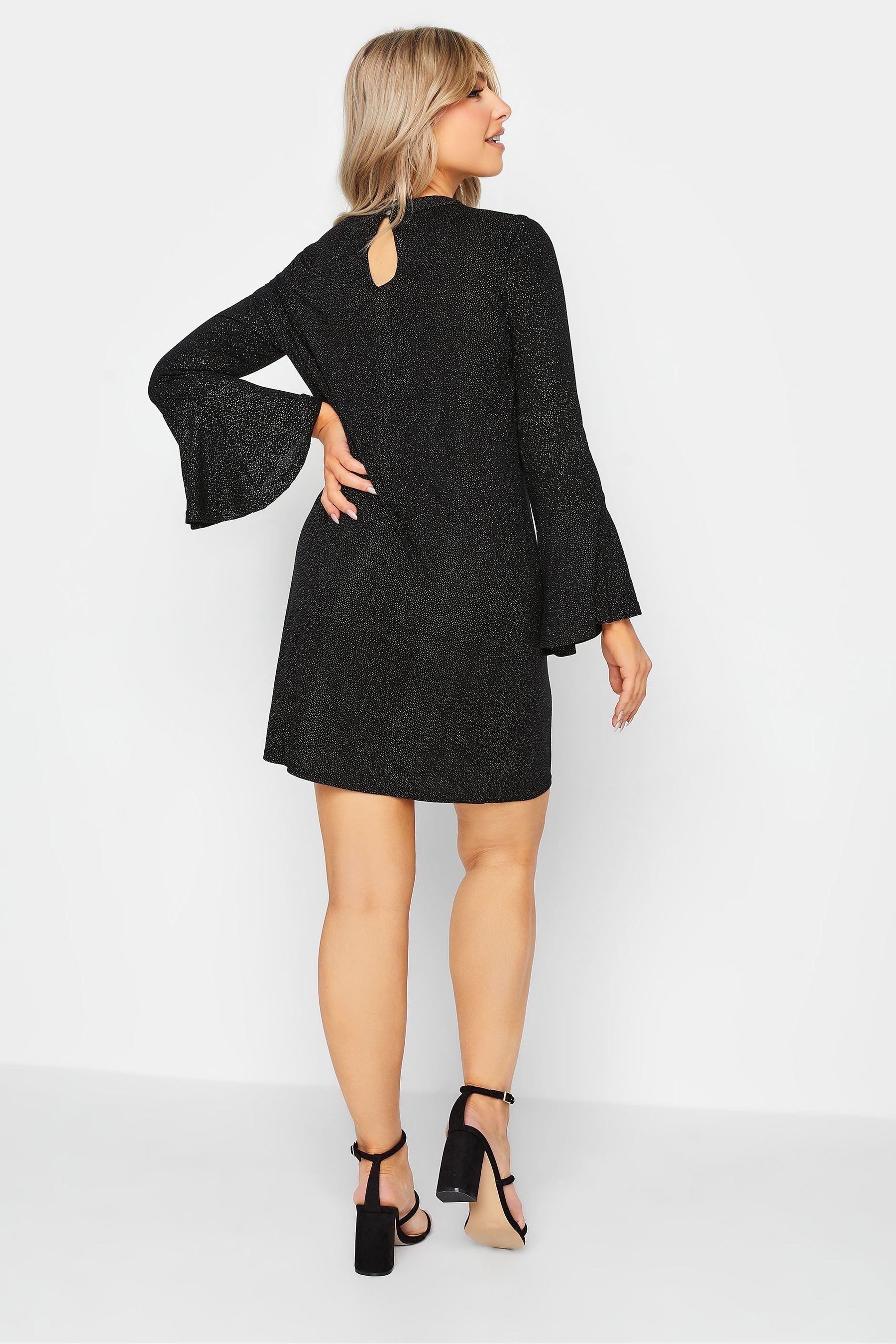 Buy M Co Black Shimmer Bell Sleeve Dress from the Next UK online shop
