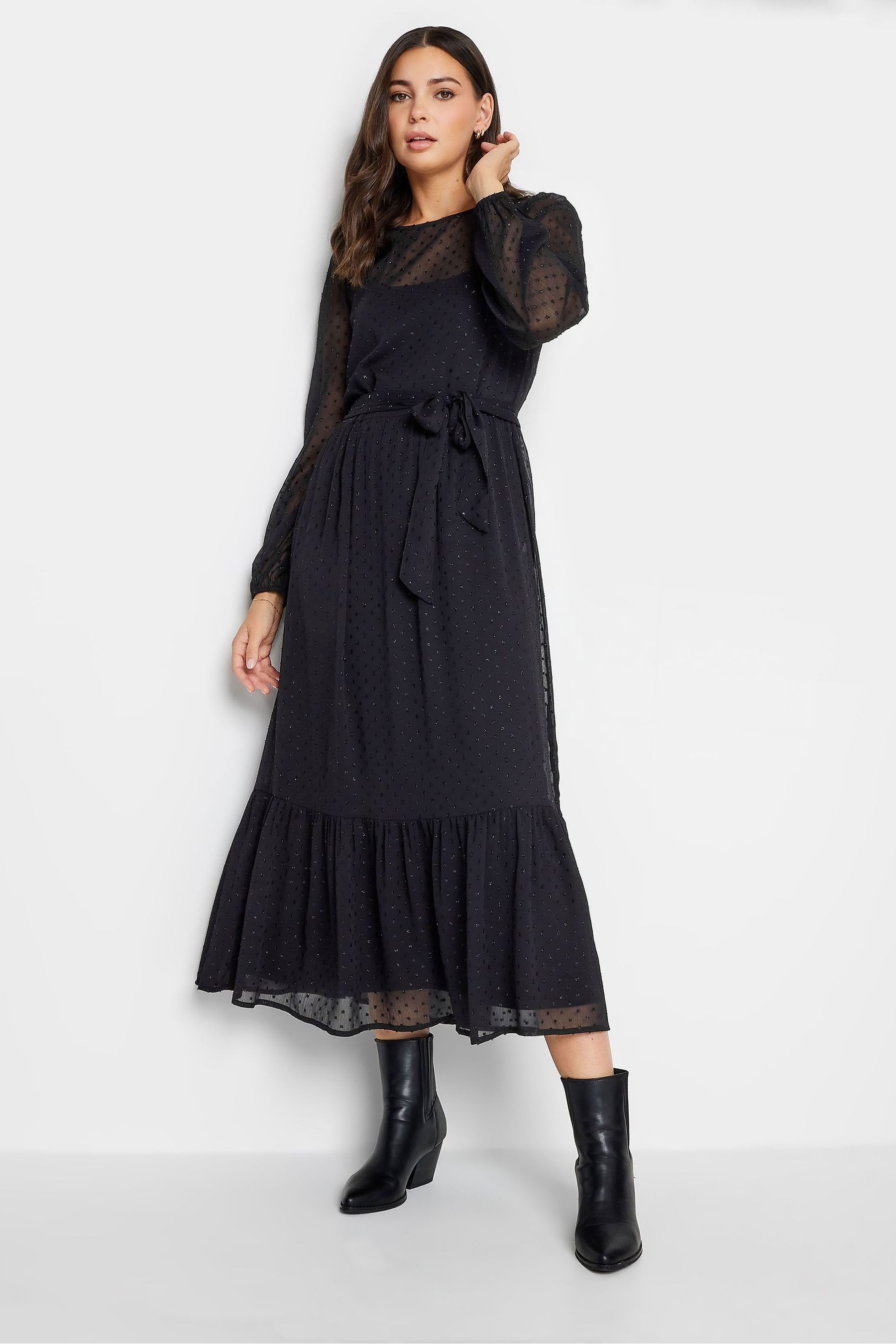 Long black on sale tiered dress