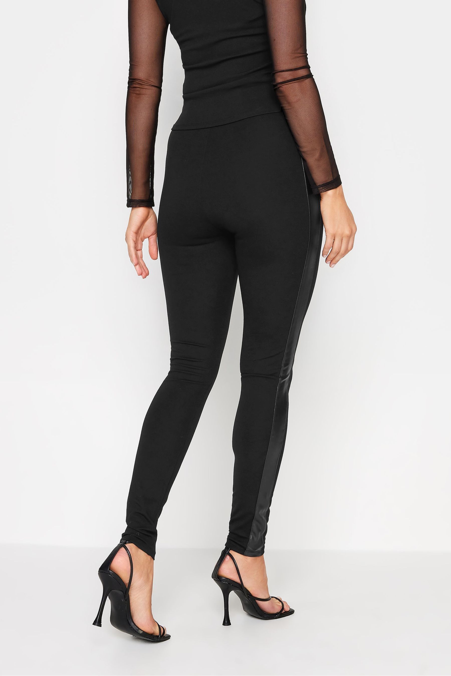 Buy Long Tall Sally Black Ponte Leggings with PU Stripe from the Next UK online shop