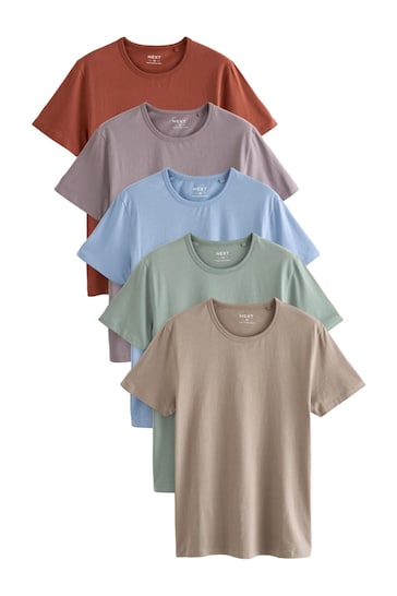 Light Blue / Green / Neutral Slim T-Shirts 5 Pack