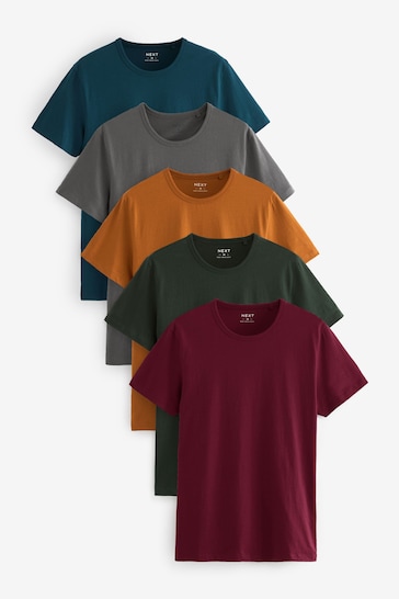 Rich Green/Blue/Orange/Grey Slim T-Shirts 5 Pack