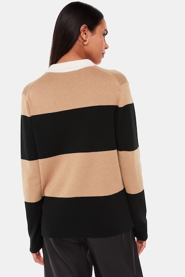 Whistles Stripe Rugby Knitted Black Jumper
