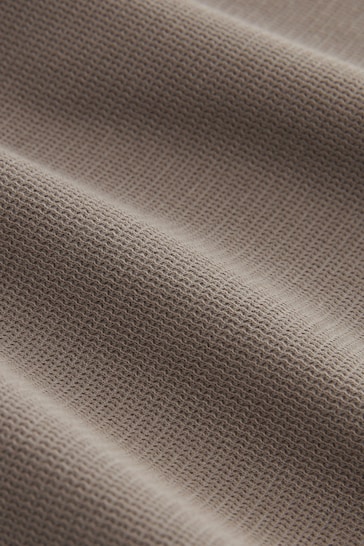 Neutral Brown Textured Short Sleeve Polo Shirt