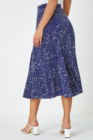Dusk Blue RomanConfetti Spot Print Midi Skirt