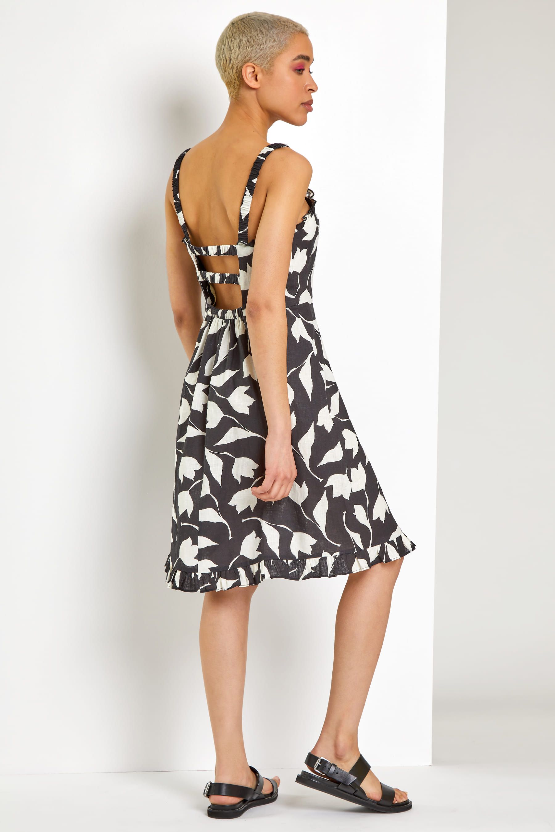 Black frill tea dress outlet