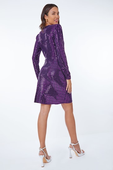 Dusk Purple Sparkle Embellished Wrap Dress