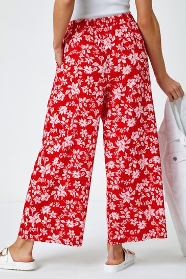 Dusk Red Ditsy Floral Print Stretch Culottes