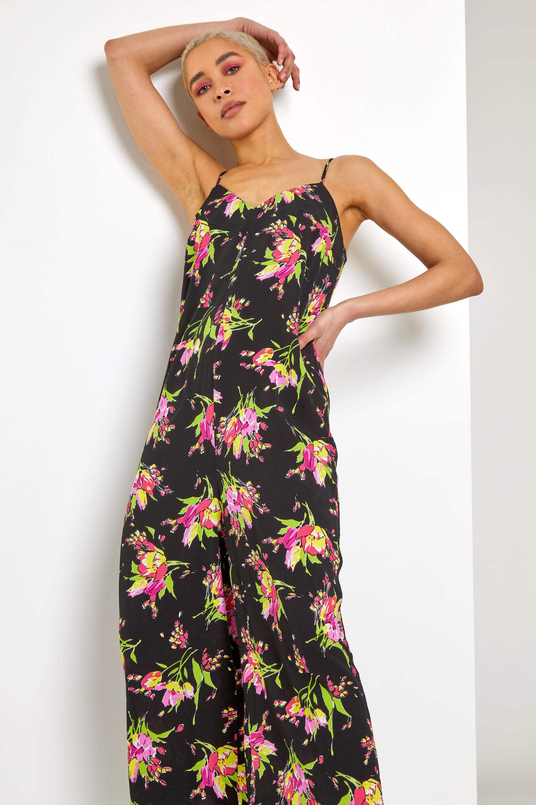 Buy Dusk Black Floral Print Wide Leg Jumpsuit from the Next UK