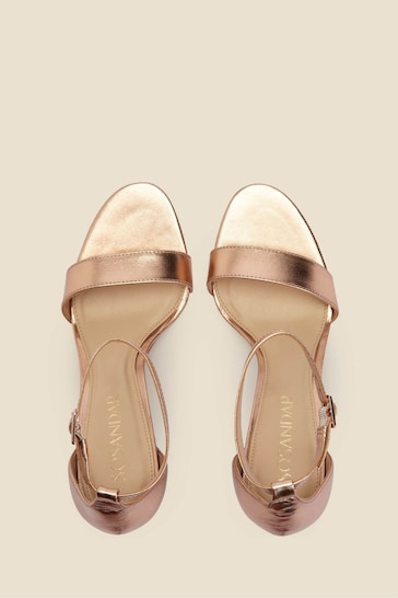 Sosandar Gold Leather Barely There High Heel Sandals