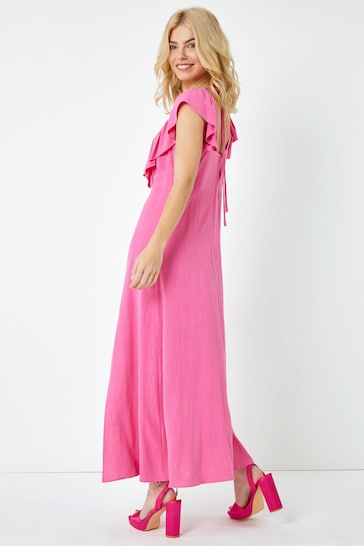 Dusk Pink Ruffle Detail Midi Dress