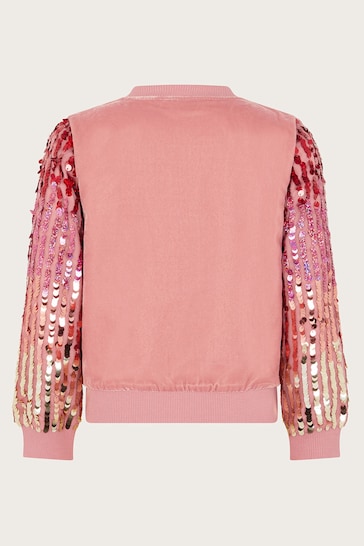 Monsoon Pink Velvet Sequin Bomber Jacket