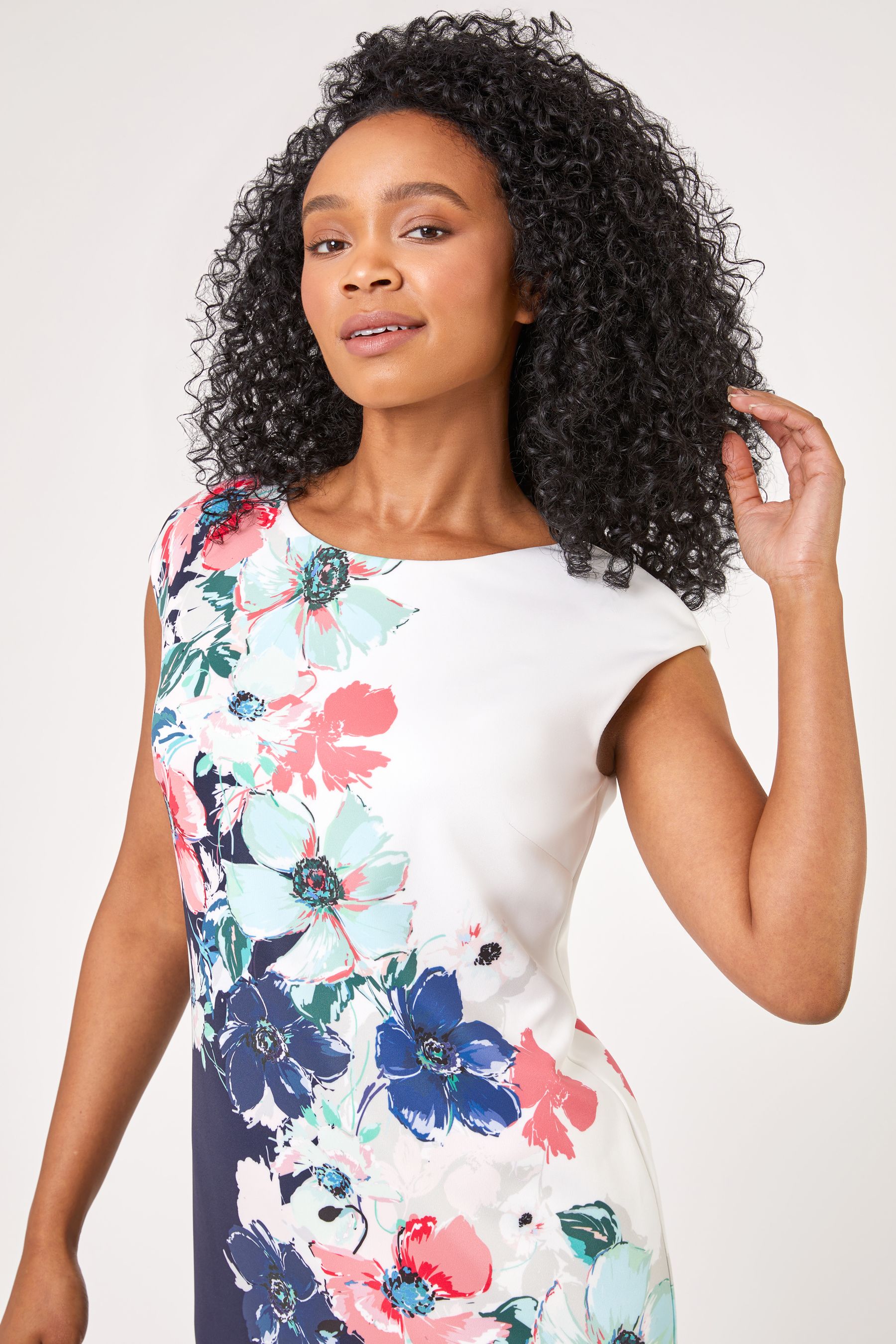 Floral print scuba dress clearance