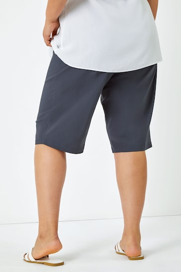 Roman Grey Curve Knee Length Stretch Shorts