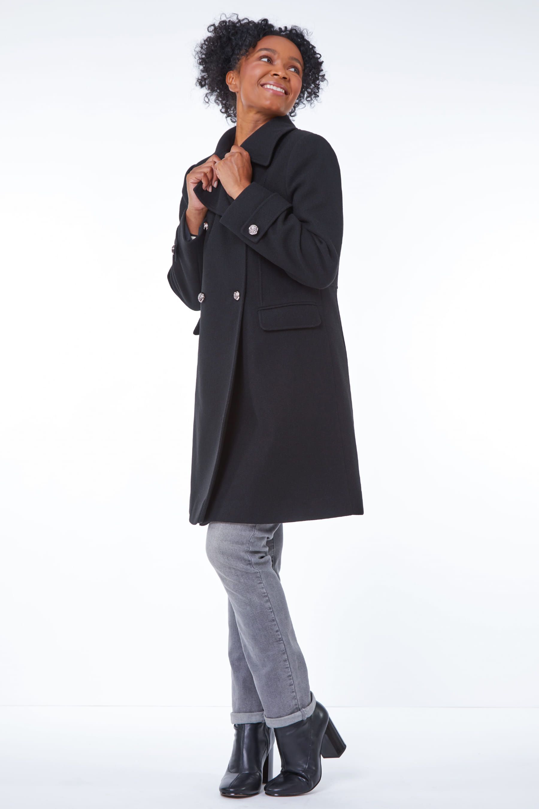 Petite black smart coat 2025