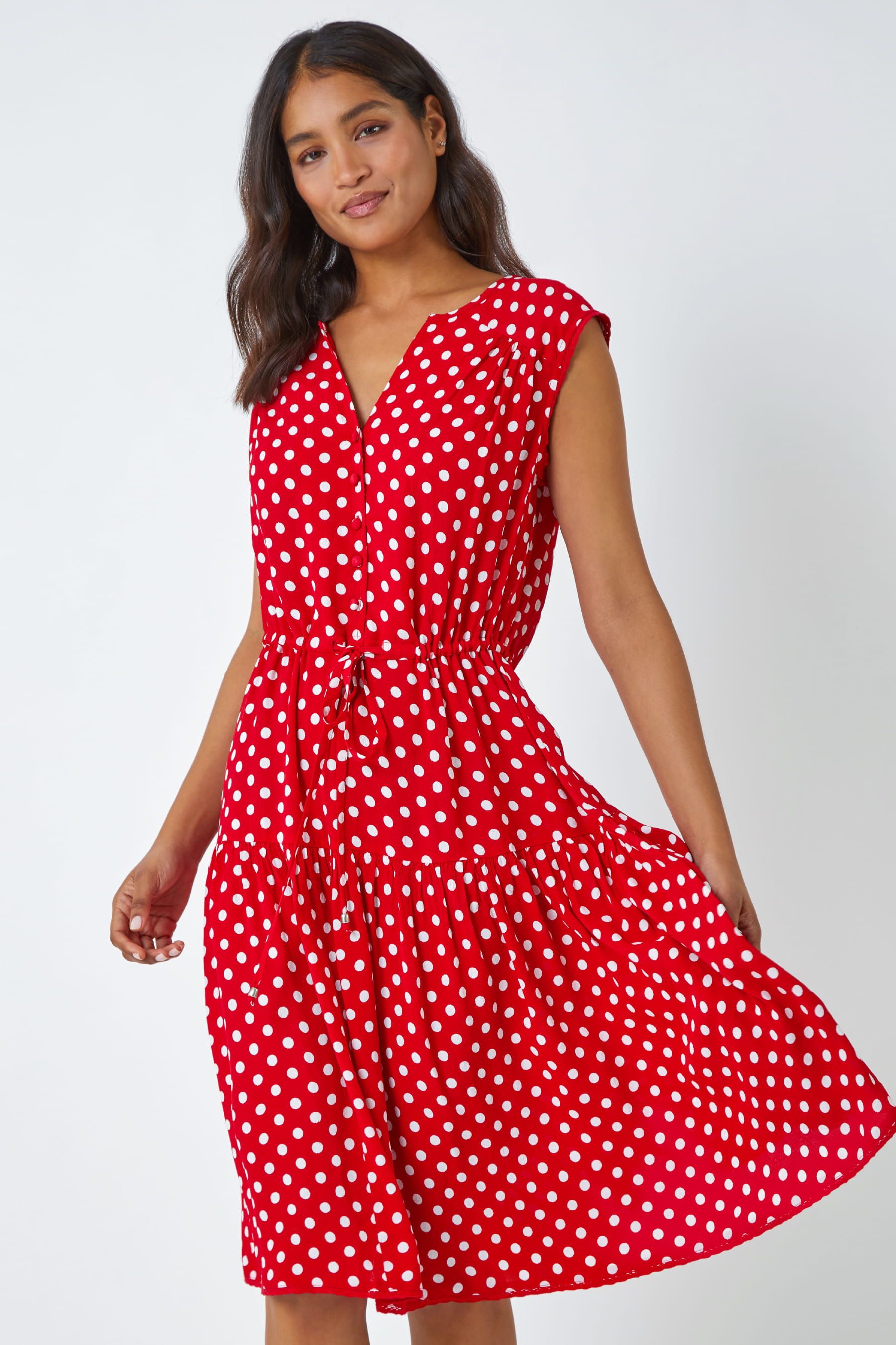 Next red polka top dot dress