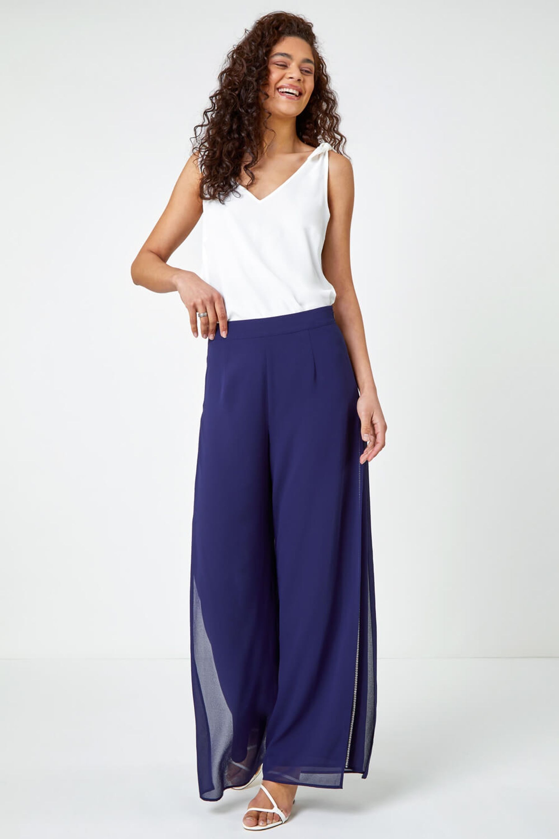 Wide leg deals chiffon trousers uk