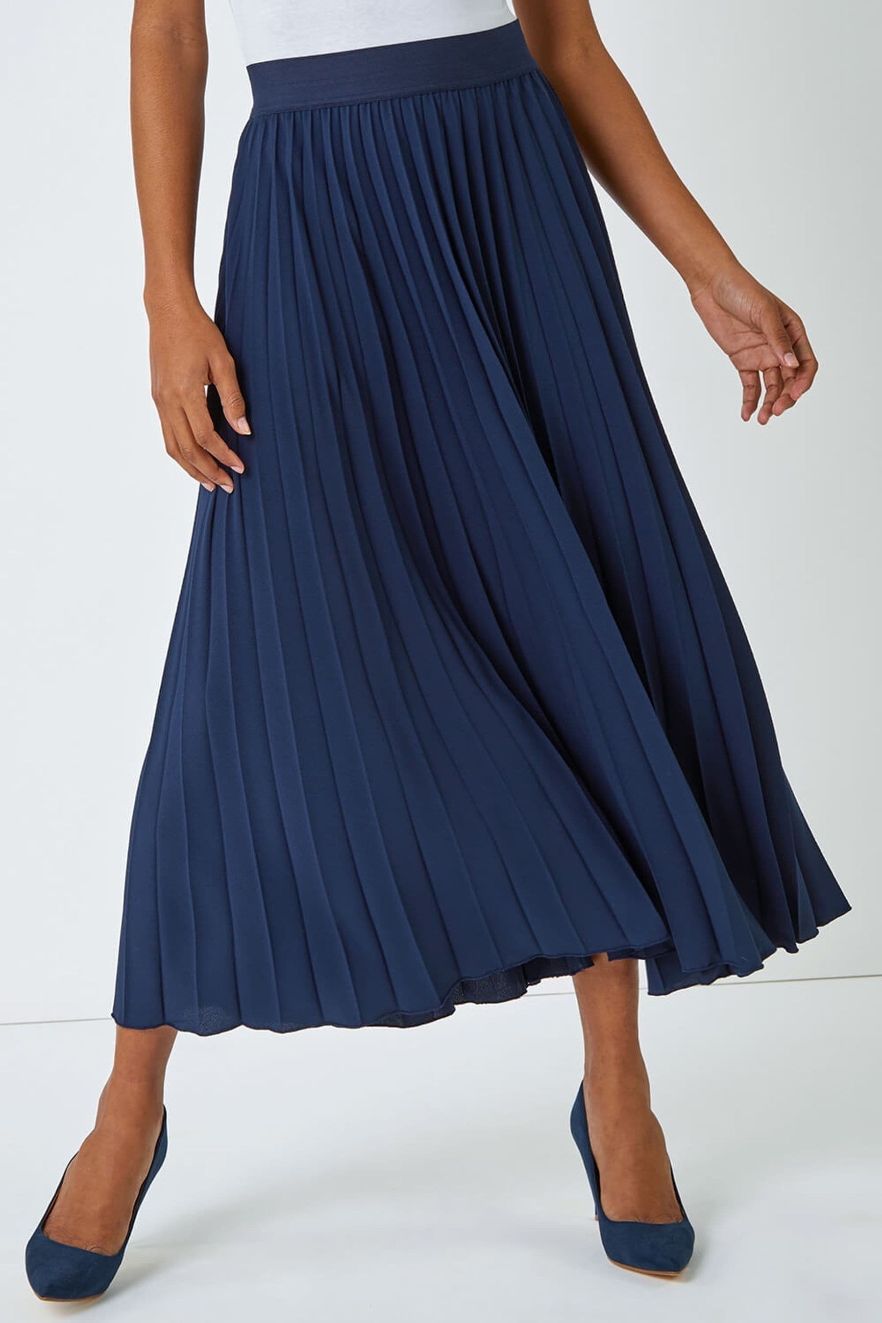 Navy clearance pleated skirt