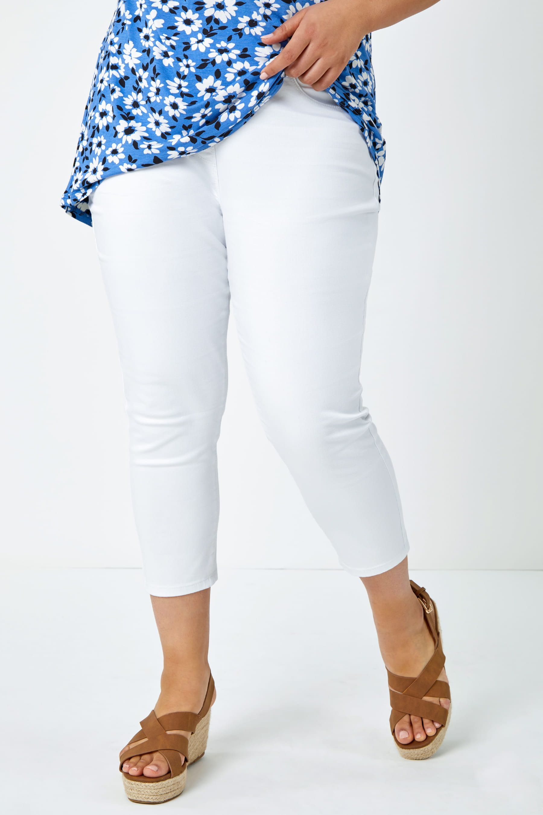 Buy Roman White Curve Cropped Stretch Denim Jeggings from the Next