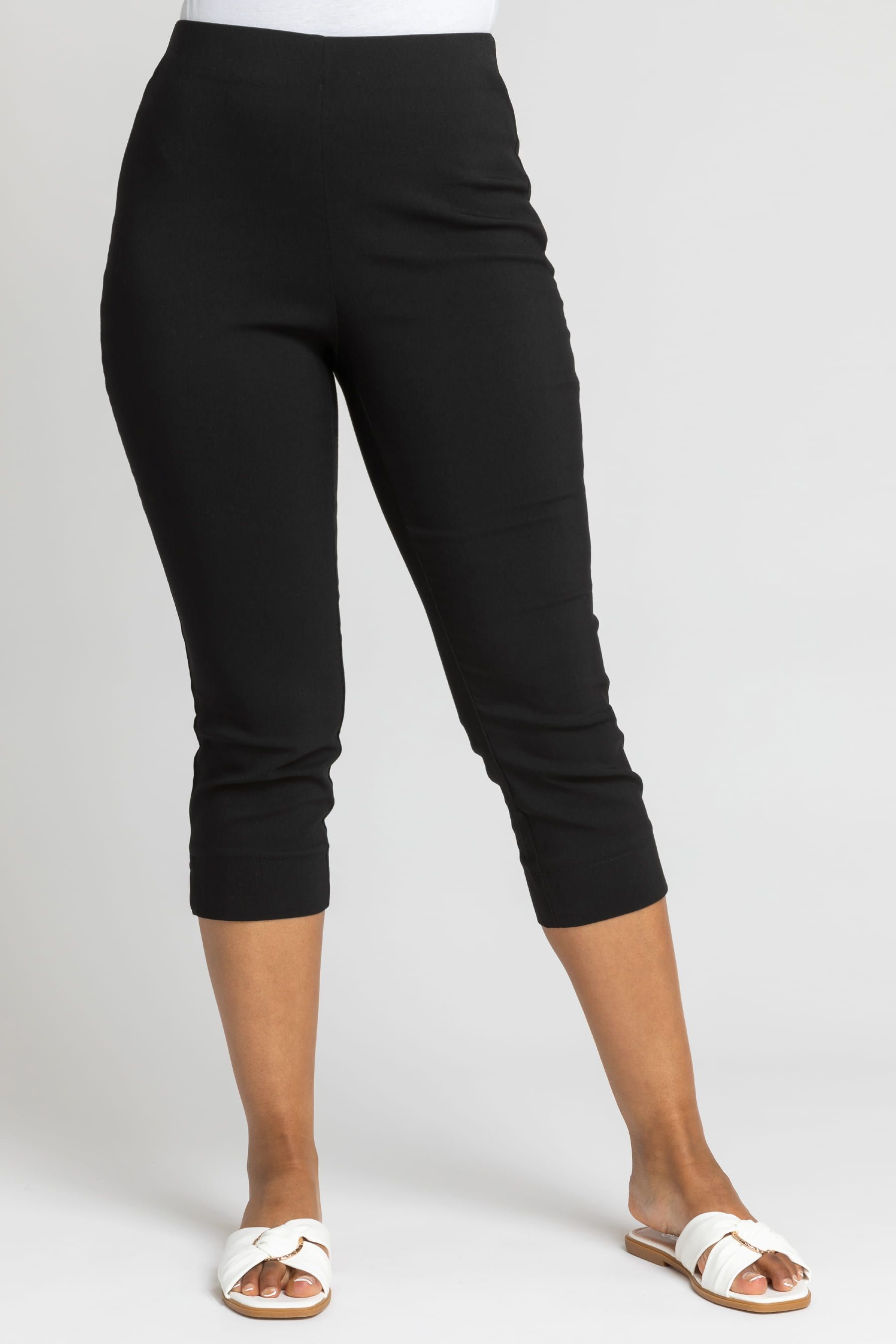 Buy Roman Black Curve Cropped Stretch Trousers from the Next UK