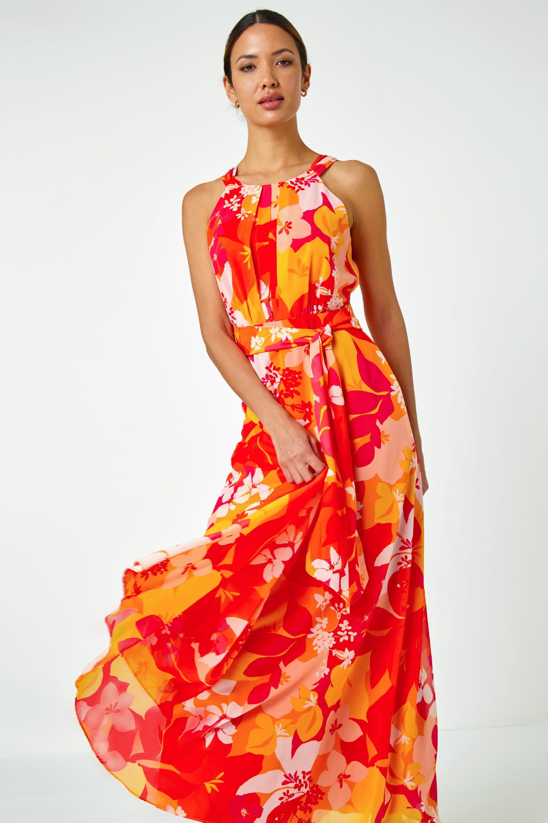 Lipsy tropical high neck maxi dress top