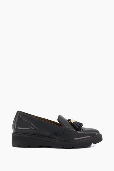 Dune London Garnishes Wedges Slippers Cut Black Loafers