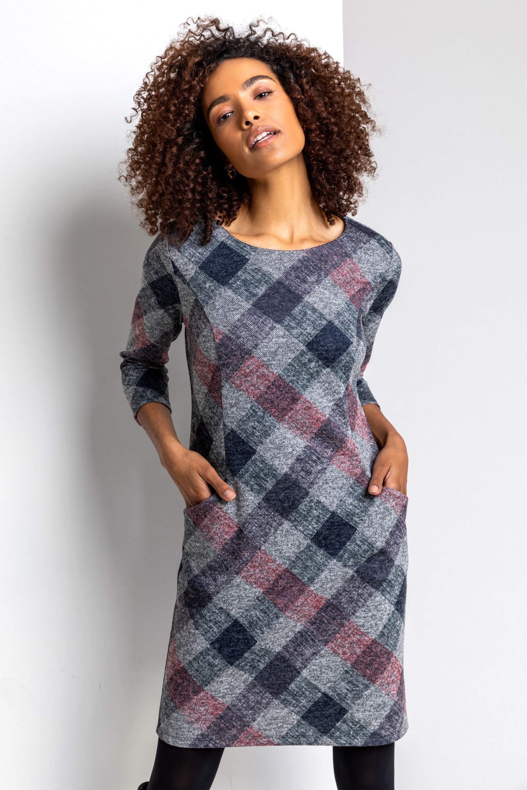 Buy Roman Grey Check Pocket Shift Dress from the Next UK online shop