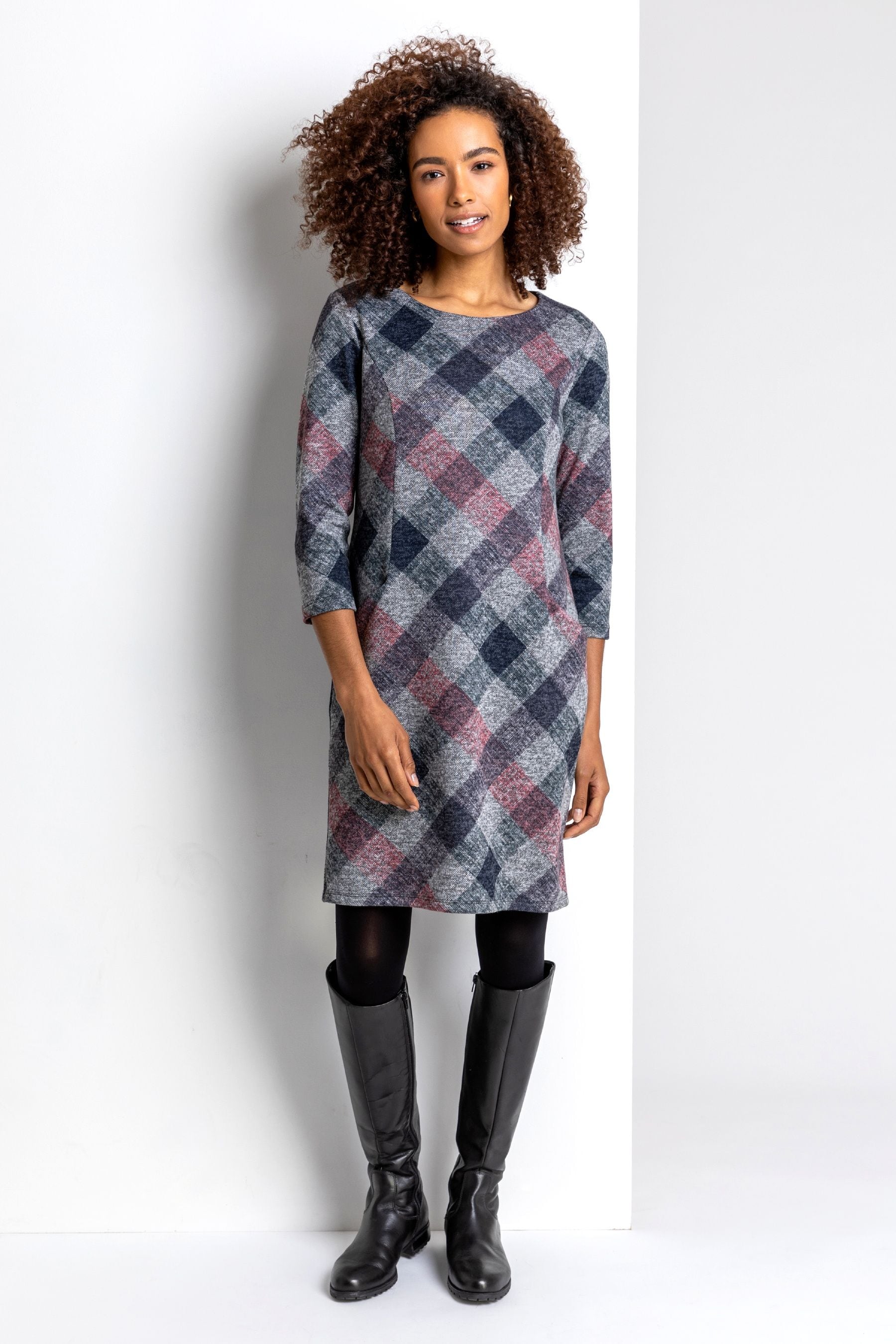 Checkered shift dress shop
