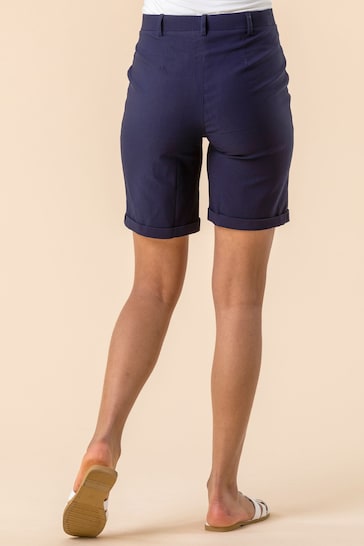 Roman Blue/Navy Turned Hem Stretch Shorts
