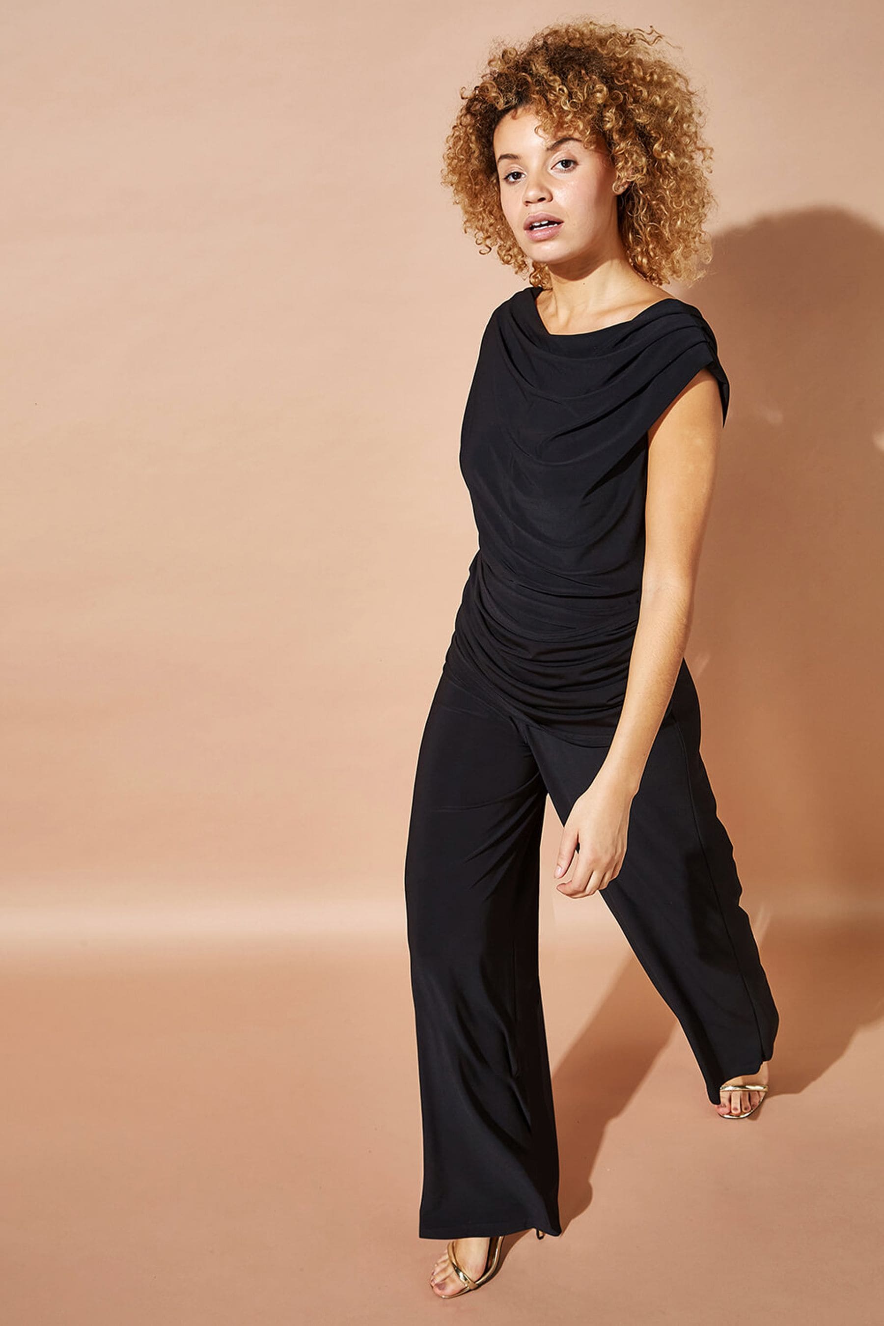 Buy Roman Black Cowl Neck Ruched Jumpsuit from the Next UK online shop