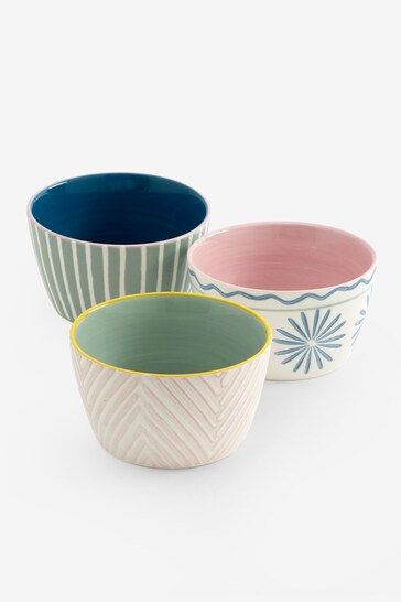 Set of 3 Multi Hand Painted Nibble and Dip Bowls