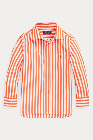 Polo Ralph Lauren Orange Striped Cotton Poplin Shirt