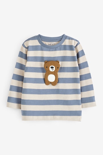 Buy Blue Stripe Bear Long Sleeve Character T-Shirt (3mths-7yrs) from the Next UK online shop