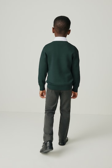 Clarks Green Long Sleeve School Knitted V-Neck Jumper
