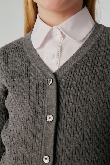 Clarks Grey School Cable Knit Cardigan