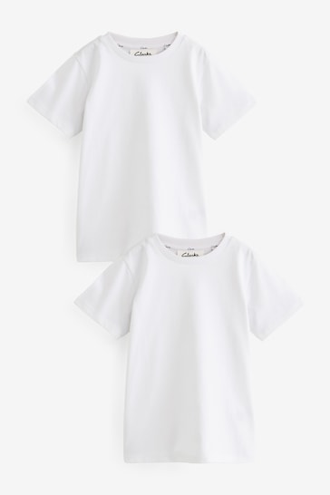 Clarks White Short Sleeve School T-Shirts 2 Pack