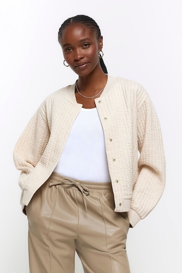 River Island Cream Quilted Bomber Cardigans