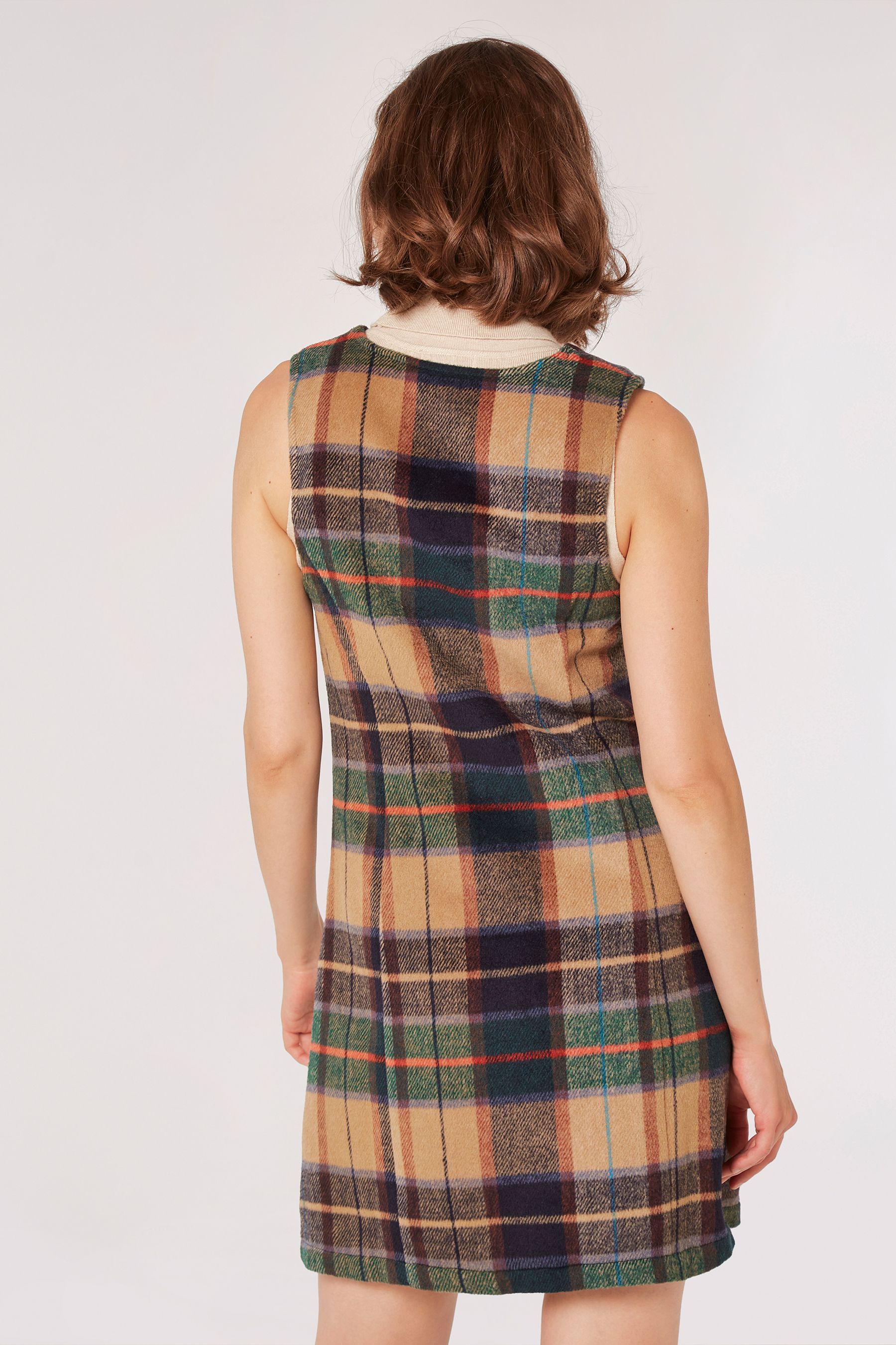 Check button store pinafore dress
