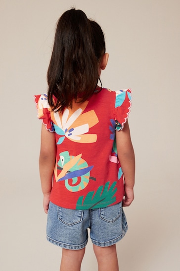 Red Tropical Toucan Scallop Vest (3mths-7yrs)