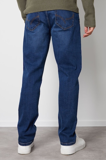 Threadbare Dark Blue Straight Fit Jeans With Stretch