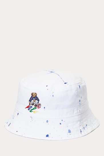 Polo Ralph Lauren PaintSplatter Polo Bear White Bucket Hat
