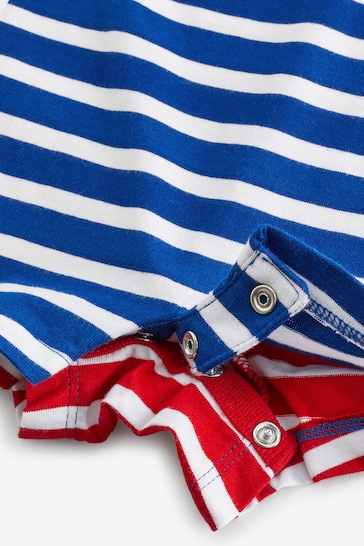 Polo Ralph Lauren Blue Striped Cotton Jersey Shortsall Rompersuits