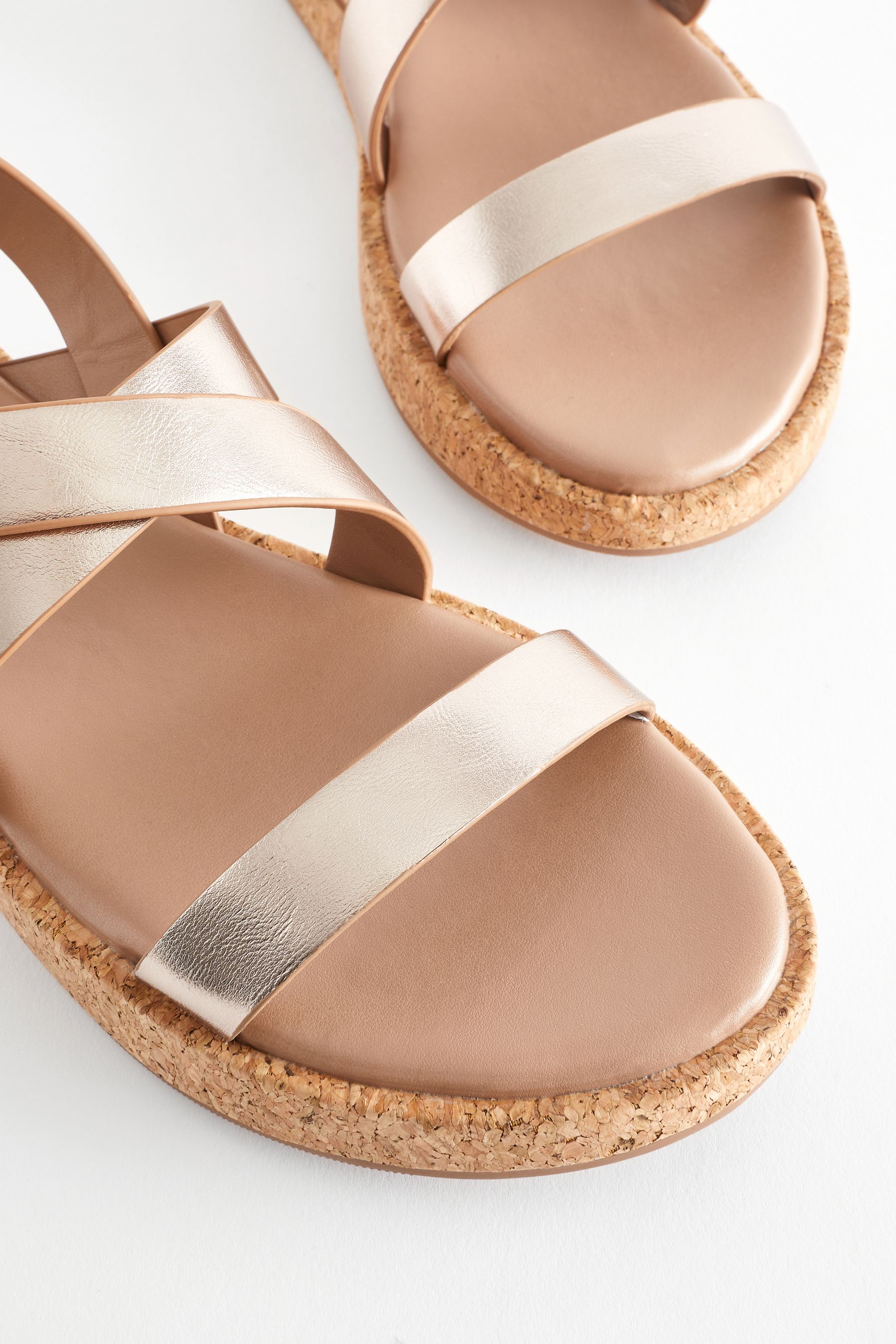 Rose Gold Forever Comfort Flatform Strappy Sandals