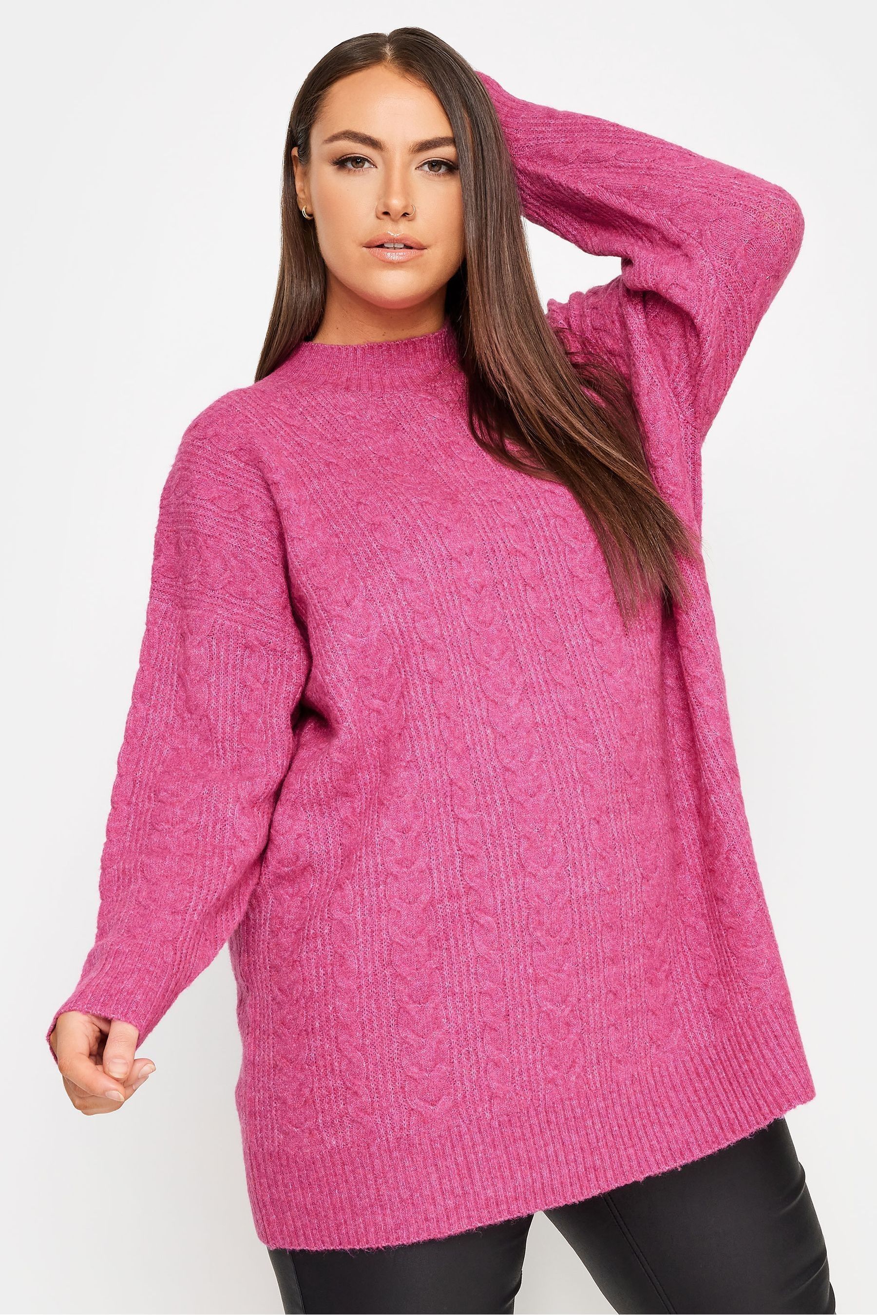 Buy Yours Curve Pink Cable Turtle Neck Jumper from the Next UK
