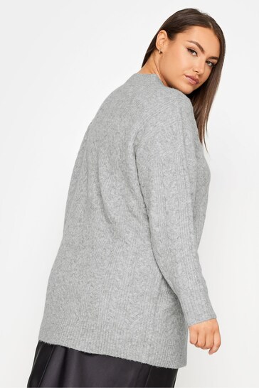 Yours Curve Grey Cable Turtle Neck Jumper