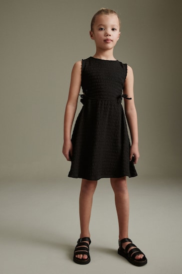 Black Textured Jersey Dress (3-16yrs)