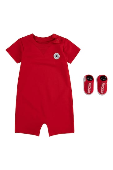 Converse Red Romper and Bootie Baby Set